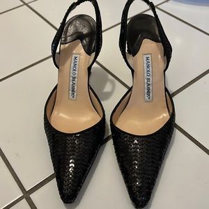 Manolo Blahnik slingback sequin pumps